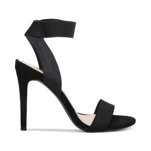 Madden Girl Women's Black LONIE Stretch Ankle-Strap Heels Size 9